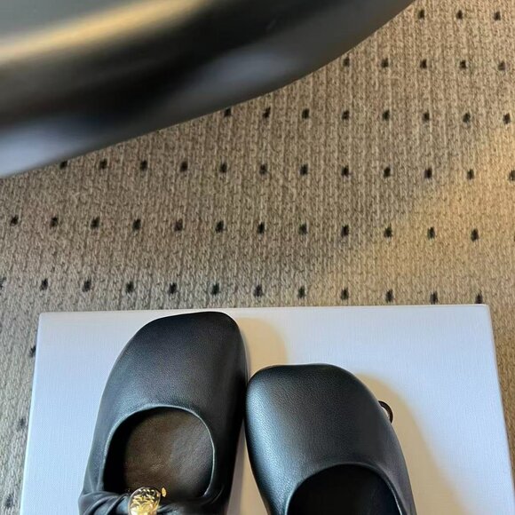 Loewe Ballet Flats – Black Leather with Gold Button, Brand New! - Picture 8 of 9